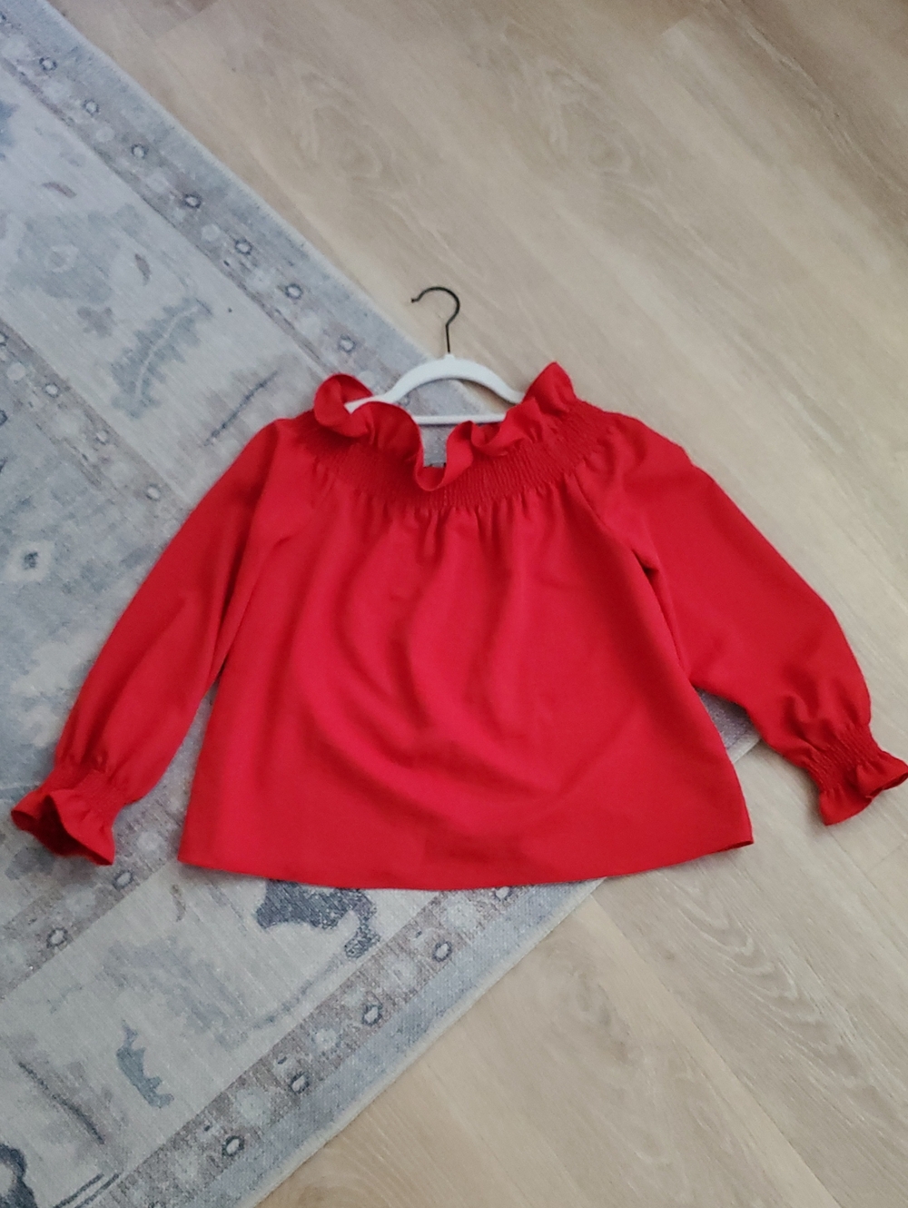 Tuckernuck Red Ruffle-Neck Smocked Girls' Blouse SzXS